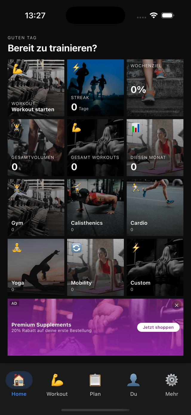 ShapyFit App Screenshot - Fitness Tracking Interface